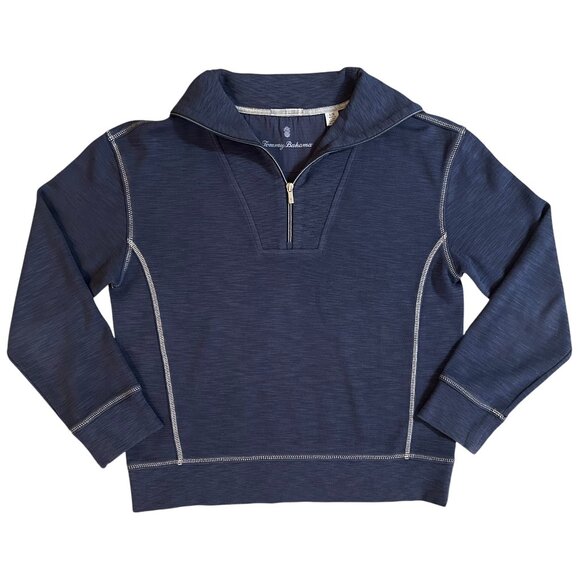 Tommy Bahama Tobago Navy Quarter Zip Pullover L - Picture 4 of 8